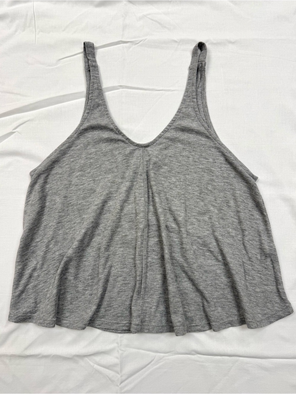 Intimately Free People Gray Ribbed V Neck Swing Tank Top Flowy Boho